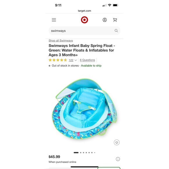 SwimWays Inflatable Infant Baby Spring Pool Float with Sun Canopy - Picture 6 of 6